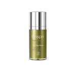 Total Eye Boost peptide eye cream in a sleek gold airless bottle with a white pump, formulated for reducing dark circles, puffiness, and fine lines